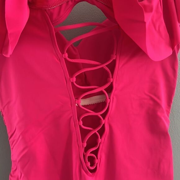 Women’s size 10 La Blanca Stunning one piece magenta swimsuit bathing suit - Picture 7 of 10